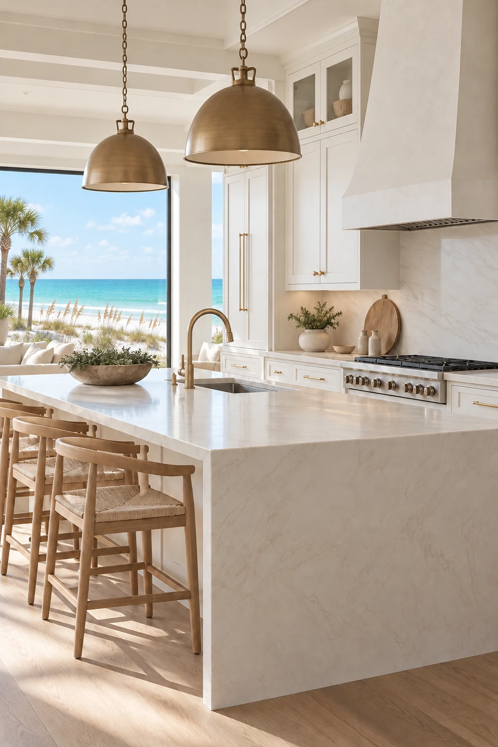 Clean, organized kitchen with an island